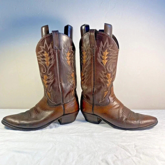 Dan Post Brown Leather Western Cowboy Boots Men's Size 10D - Picture 5 of 15